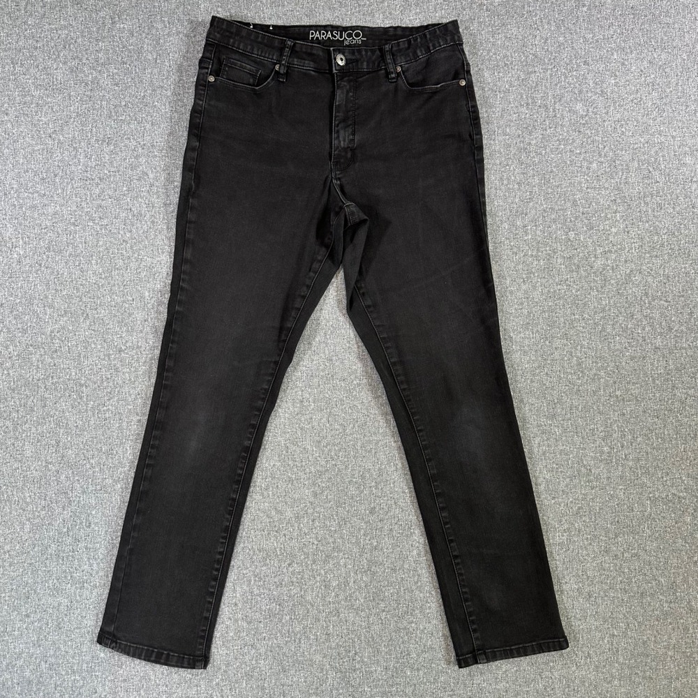 Parasuco Jeans Womens 12 C-2507 Black Stretch Slim Straight Denim Pants